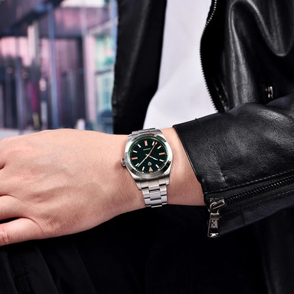 Nuovo Orologio da Uomo PAGANI DESIGN 2026 con Ghiera Verde, Orologio Automatico di Lusso, Meccanico, con Vetro Zaffiro AR Protettivo, Luminoso, in Acciaio Inossidabile