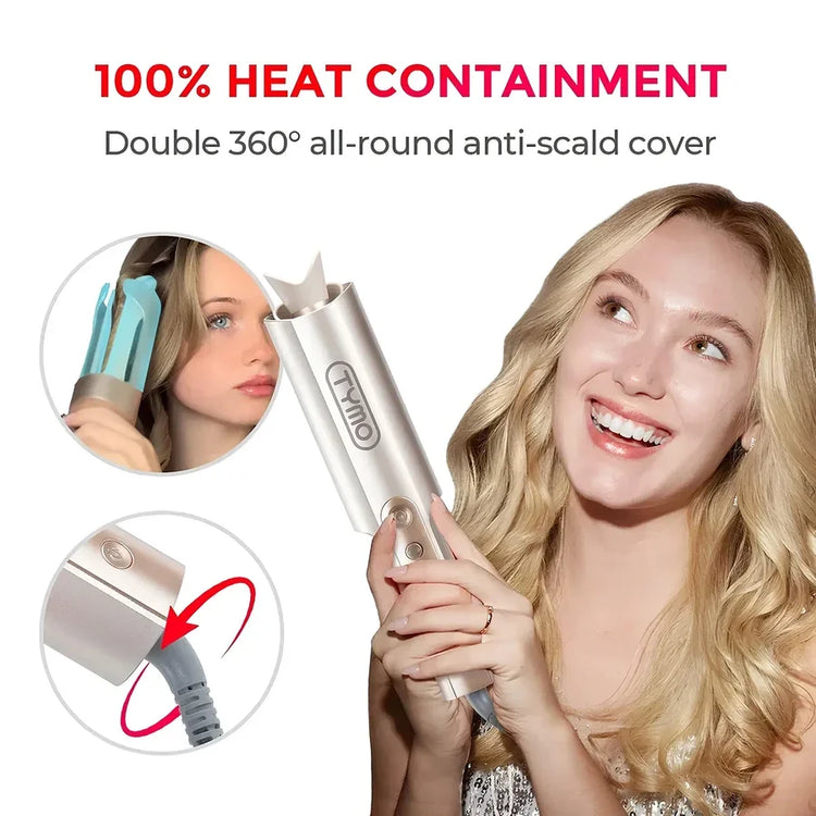 TYMO CURLPRO PLUS Auto Rotating Curling Iron Ceramic Curler, Anti-Scald, Anti-Tangle,32MM,600m Ion, Dual Voltage, for Women