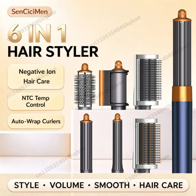 SenCiciMen 6-in-1 Air Multi-Styler 110,000 RPM High-Speed Hair Dryer Brush with Auto-Wrap Curlers Hair Styling Tool Fast Drying, Curling, Volumizing &  Smooth Blowouts and Frizz Gift for Women