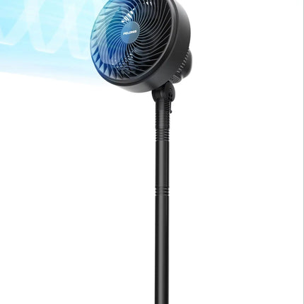 Ventilatore da pavimento con circolatore d'aria regolabile in altezza MIDEA PELONIS, 5 pale, 75 °   verticale e a 90 gradi °   Ventilatore orizzontale girevole 4-in-1 da tavolo e da pavimento con base robusta per soggiorno,