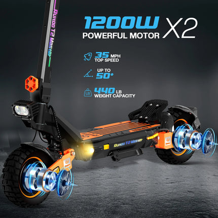 RUITOO T2 Master 2400W Scooter elettrico 52V Batteria Doppio motore Scooter elettrico fuoristrada 57KM/H 65KM Gamma di viaggio veloce Scooter