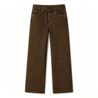 Wide Leg woman Brown Coffee Wash Vintage Denim High Waist Loose Fit Solid Stitching Casual Streetwear trousers Perfect for Urban Look, Daily Outing and Trending Outfits YW-1678