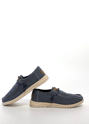 Scarpe casual da uomo in tela con punta a mocassino, leggere e comode, per tutti i giorni