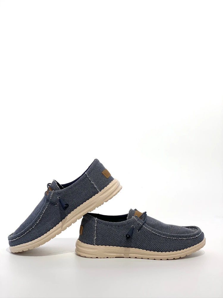 Scarpe casual da uomo in tela con punta a mocassino, leggere e comode, per tutti i giorni