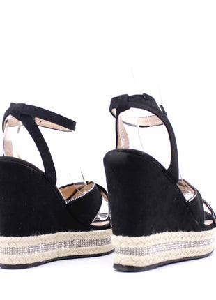 Soraia shoes Women's Glitter Stone Wedge Platform Sandal Wedge Sandal Summer Fashion Sandal PlatiNum