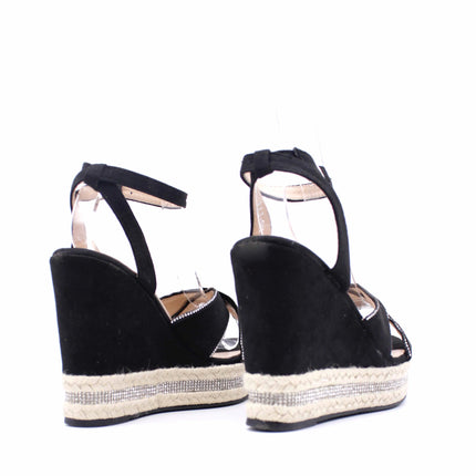 Soraia shoes Women's Glitter Stone Wedge Platform Sandal Wedge Sandal Summer Fashion Sandal PlatiNum