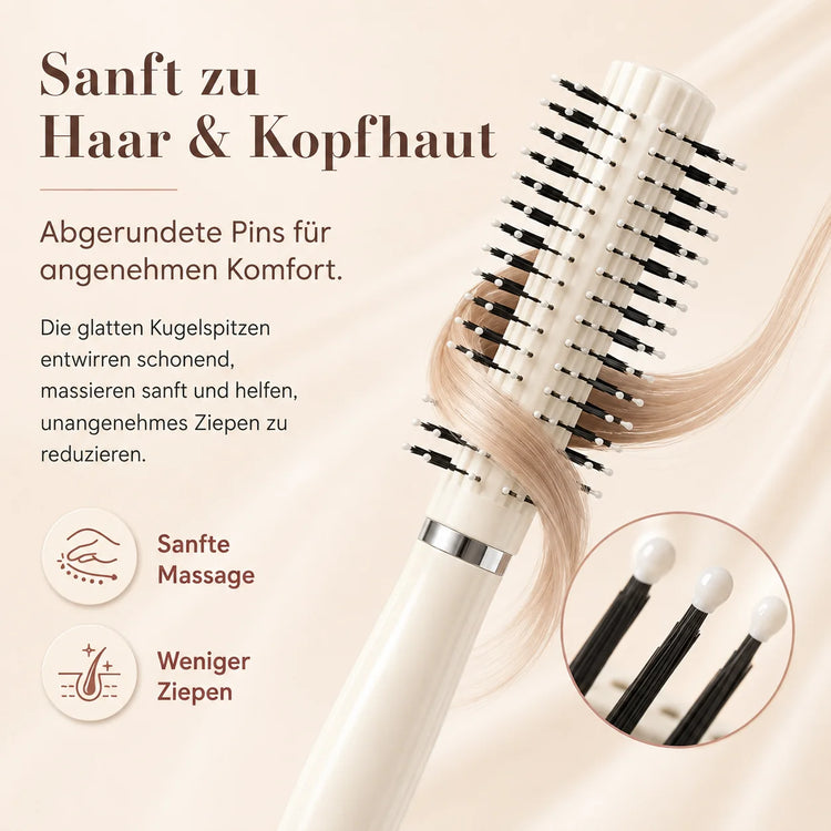 Hair Comb Curls brush Round brush for WOMEN'S (Massage brush with Rounded Pins, Styling brush for Curls, Waves & Smooth)
