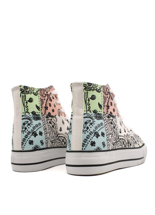 Soraia Shoes Women's sneakers, Classic Canvas Sneakers, Original soraia style, Canvas Tennis with pasley Print, Canvas Tennis, Conventional Sole, Canvas sneakers with Ankle and Cordon PlatiNum