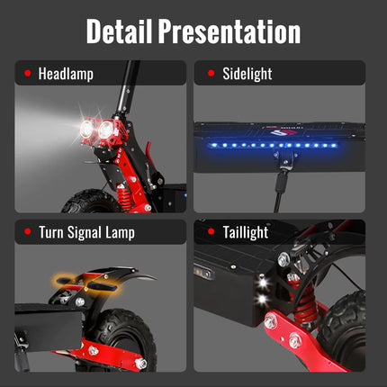 Scooter elettrici 3600W Doppio motore 48V21Ah con indicatori di direzione EScooter 11" Pneumatico fuoristrada Freni a doppio disco ad alta sospensione E-Scooter