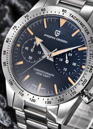 Orologio da Uomo Retrò PAGANI DESIGN 2026, Orologio al Quarzo con Display Lunare, Nuovo Orologio Sportivo Cronografo AR Sapphire VK64, Spedizione Locale