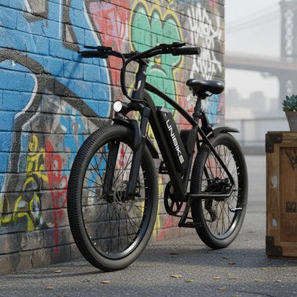 Bicicletta elettrica Aairsk Q7 con motore da 250W, batteria rimovibile da 36V 10Ah, velocità massima di 25 km/h, doppia sospensione e autonomia da 45 a 75 km per carica. Bicicletta elettrica per adulti.