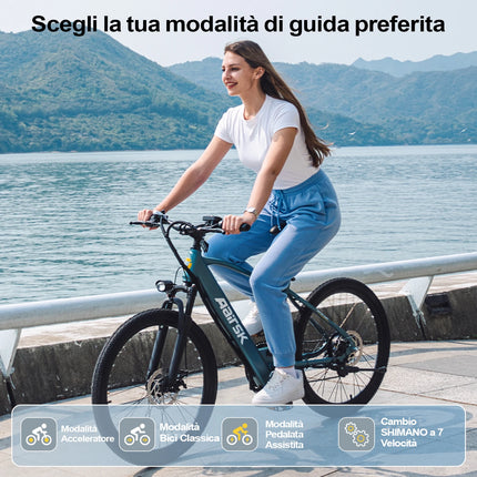 Bicicletta Elettrica Aairsk GT300 per Adulti, Batteria 36V10AH, 7 Velocità, con NFC, Pneumatici da 26 Pollici