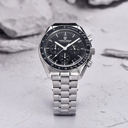 PAGANI DESIGN 2026 Nuovo Orologio al Quarzo da Uomo con Fasi Lunari, Orologi di Lusso con Vetro Zaffiro AR, Cronografo Impermeabile PD1701, Spedizione Locale