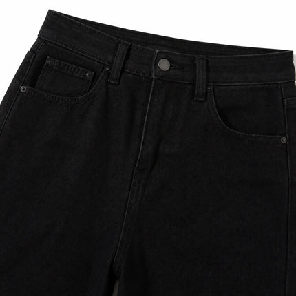 Black Black woman Balloon Jeans High Waist Dark Wash Soft Fit Loose Pockets Classic Casual Urban Streetwear Curled Silhouette Ideal For Daily Outfits Outings FX5314-3