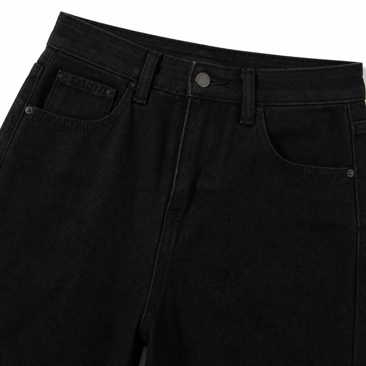 Black Black woman Balloon Jeans High Waist Dark Wash Soft Fit Loose Pockets Classic Casual Urban Streetwear Curled Silhouette Ideal For Daily Outfits Outings FX5314-3