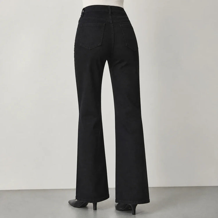 Women's Loose Fit High Waist Black Dark Wash Jeans, Classic Wide Leg Denim with 5 Pockets, Urban Casual Style for Everyday Wear, Italian Sizes Xs-Xl Sold Individually Fx1338-1