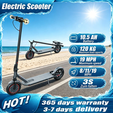 Monopattino Elettrico 350W con Stock EU, 30 km/h, 3 Velocità, Controllo Tramite App, Autonomia Fino a 37 km, Impermeabilità IP65, Monopattino Elettrico Pieghevole Perfetto per Gite nel Weekend