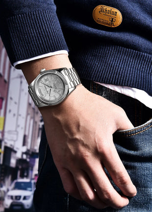 Orologio automatico di lusso Blue DESIGN Ice Blue per uomo, orologio da polso meccanico in acciaio inossidabile, impermeabile, vetro zaffiro AR, consegna locale