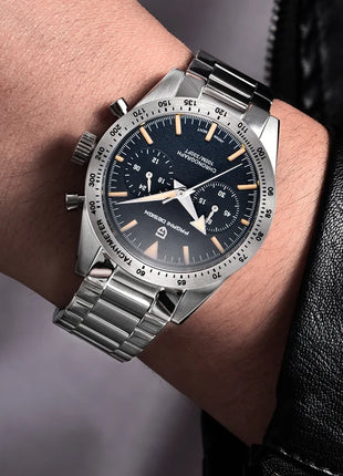 Orologio da Uomo Retrò PAGANI DESIGN 2026, Orologio al Quarzo con Display Lunare, Nuovo Orologio Sportivo Cronografo AR Sapphire VK64, Spedizione Locale