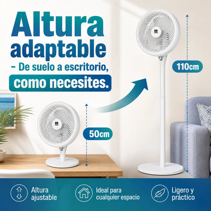 Ventilatore a piantana, ventilatore per la circolazione dell'aria, tre livelli di velocità regolabili, altezza regolabile, funzionamento super silenzioso