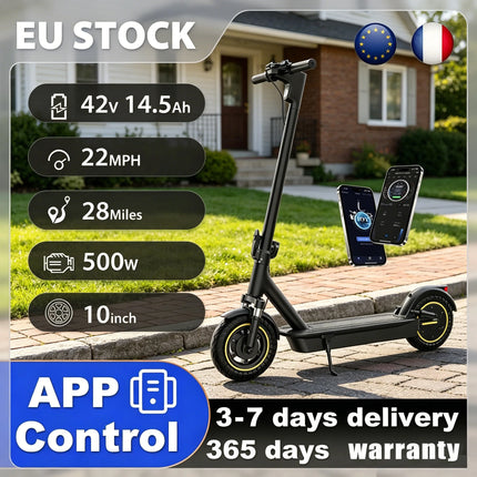 Monopattino Elettrico 500W con Spedizione da Magazzino EU, 36 km/h, 3 Velocità, Autonomia Fino a 43 km, Telaio in Lega di Alluminio, Carico Massimo 120 kg, Pieghevole e Portatile