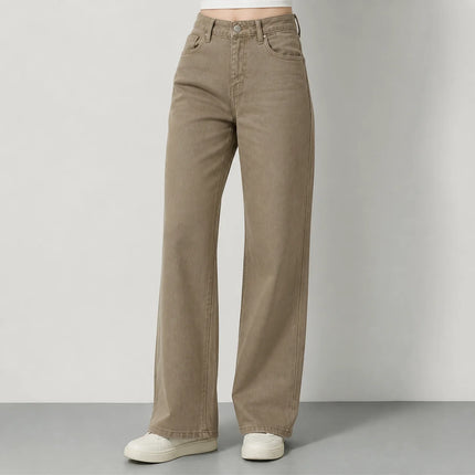 High Waist Wide Leg woman Jeans Vintage Wash large trousers Casual Five Pocket Fashion Smooth Fit For Daily Outfit Urban Look FX1338-3