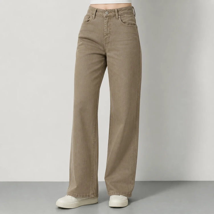 High Waist Wide Leg woman Jeans Vintage Wash large trousers Casual Five Pocket Fashion Smooth Fit For Daily Outfit Urban Look FX1338-3