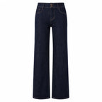 Women's Jeans High Waist Wide Leg Dark Blue Double Button Back Pocket Heart Shape Elegant Comfortable For Work And Outgoing YW‑1891