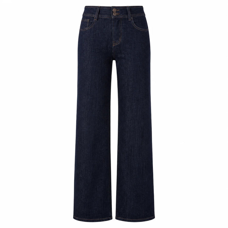 Women's Jeans High Waist Wide Leg Dark Blue Double Button Back Pocket Heart Shape Elegant Comfortable For Work And Outgoing YW‑1891