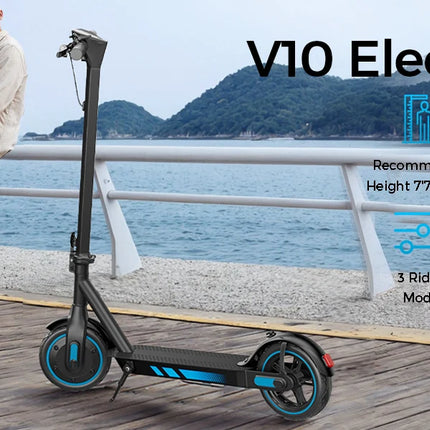 HiQiS V10 E-Scooter 500W Motore 36V 10.5Ah 40KMH Velocità 30KM Gamma Pieghevole EScooter 10 pollici Pneumatico Ad Aria Scooter Elettrico Per Adulti