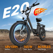 URLIFE E20 Bici Elettrica 1000W, Batteria 48V 13Ah, 25KM/H, Autonomia 80KM, Pneumatici Fat 20X3", E-Moped Elettrico per Adulti, per Pendolarismo Urbano e Tutti i Terreni