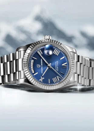 Orologi da uomo Gaphani DESIGN Blu, Orologio automatico di lusso da uomo, Vetro Zaffiro AR, Orologio Meccanico, Consegna da Magazzino Europeo