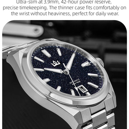 ADDIESKIN K010 Men's Automatic Watch Natural Stone Dial Tiger Eye Turquoise Goldstone Sapphire Crystal Miyota 9015 BGW9 Luminous