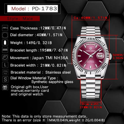 Nuovo Orologio Meccanico da Uomo PAGANI DESIGN DD40 2026, Orologio Automatico di Lusso con Vetro Zaffiro AR, Data, Impermeabile, in Acciaio Inossidabile, Regalo per Uomo