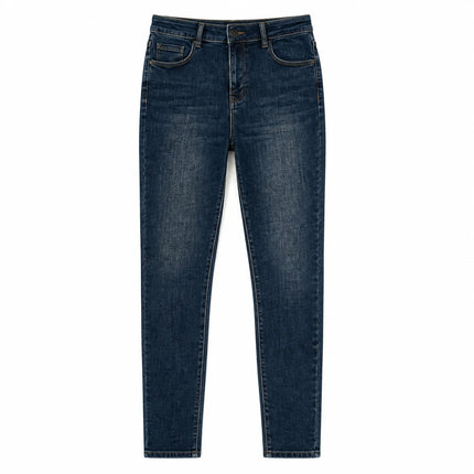 Women's Jeans Skinny High Waist Denim Dark Blue Washed Elastic pants Slim Fit Slimming Effect Streetwear Casual For City Work & Evening Outputs YW‑1641