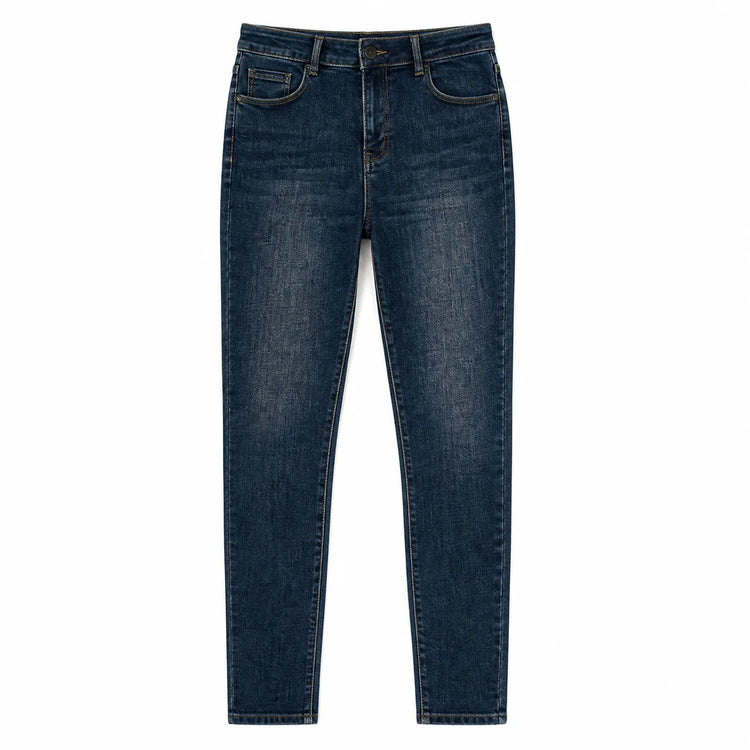 Women's Jeans Skinny High Waist Denim Dark Blue Washed Elastic pants Slim Fit Slimming Effect Streetwear Casual For City Work & Evening Outputs YW‑1641