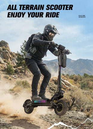 Monopattino elettrico OOTD T10PRO con motore da 2600W, 60 km/h, batteria al litio 52V 23.4Ah, illuminazione ambientale, freno idraulico