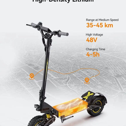 18Ah Monopattino Elettrico, OOTD T10, Motore Max 900W e Batteria 18Ah/13.5Ah, Autonomia 45-60km, Ruote All-Terrain da 11 Pollici platinumshop
