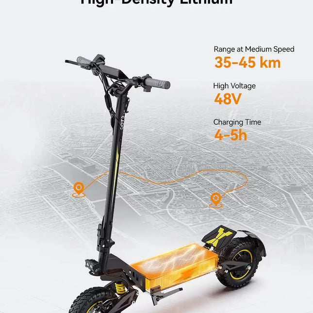 18Ah Monopattino Elettrico, OOTD T10, Motore Max 900W e Batteria 18Ah/13.5Ah, Autonomia 45-60km, Ruote All-Terrain da 11 Pollici platinumshop