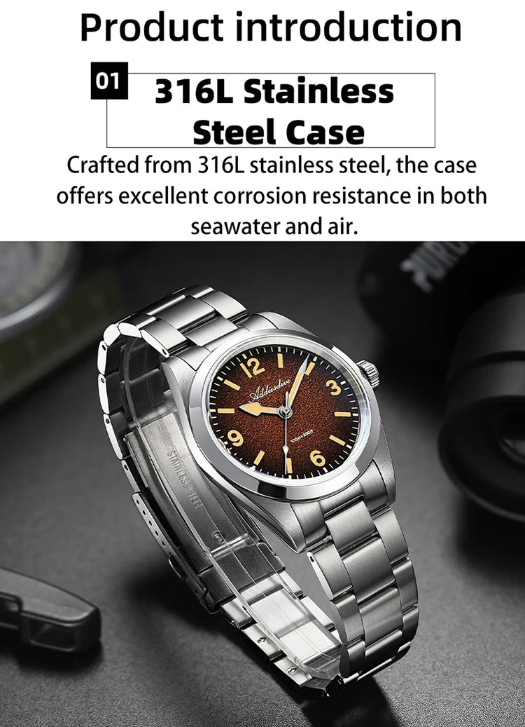 ADDIESDIVE AD2544 Women's Quartz Watch Japan 2035 Movement 100m Waterproof Sapphire Glass 316L Stainless Steel Ladies Watch 36mm