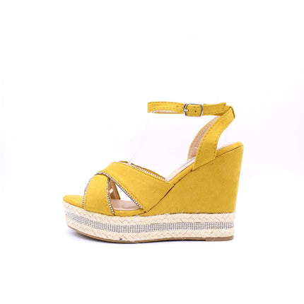 Soraia shoes Women's Glitter Stone Wedge Platform Sandal Wedge Sandal Summer Fashion Sandal PlatiNum