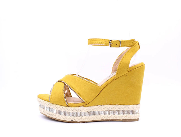 Soraia shoes Women's Glitter Stone Wedge Platform Sandal Wedge Sandal Summer Fashion Sandal PlatiNum
