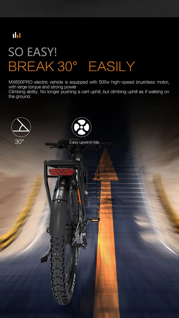 Bicicletta Elettrica LANKELEISI MX600 Pro, Motore 500W, Batteria 48V 20Ah, Autonomia 150KM, Pneumatici 27.5x2.4 Pollici, E-bike per Adulti