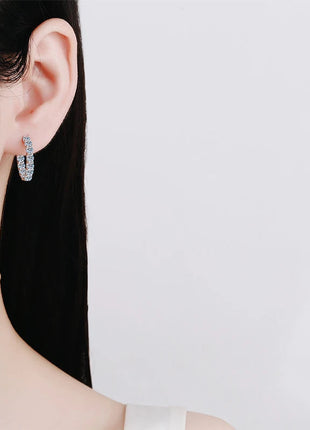 KNOBSPIN 2.6ct D Color Moissanite Earring 925 Sterling Sliver Plated White Gold Hoop Earring for Women Wedding Party Jewelry PlatiNum