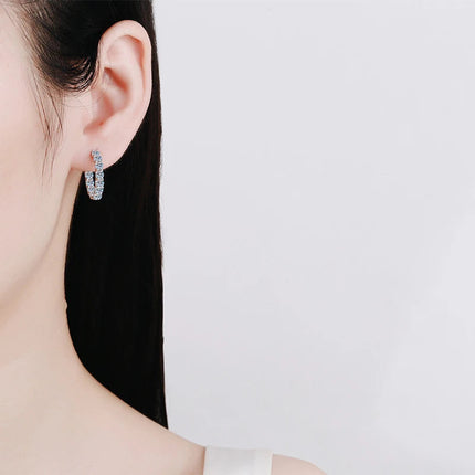 KNOBSPIN 2.6ct D Color Moissanite Earring 925 Sterling Sliver Plated White Gold Hoop Earring for Women Wedding Party Jewelry PlatiNum