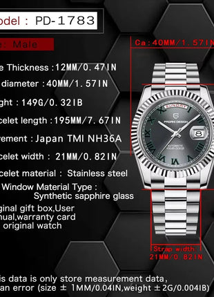 PAGANI DESIGN Nuovo Orologio da Uomo 40mm con Calendario Settimanale, Acciaio Inossidabile, Impermeabile 100M, Vetro Zaffiro AR, Movimento Giapponese di Lusso