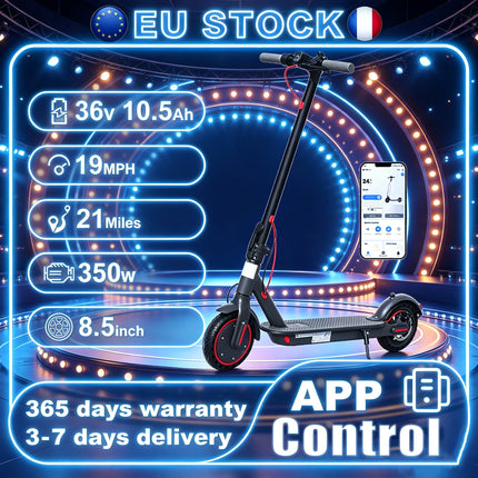 Monopattino Elettrico 350W con Batteria 36V 10.5Ah, Velocità Massima 30 km/h, Autonomia Fino a 34 km, Pneumatici Solidi Antiscivolo da 8.5 Pollici, Perfetto per Spostamenti e per Passare il Tempo con Amici - Disponibile in M
