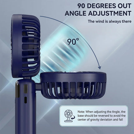Ventilatore Portatile 3 in 1 Pieghevole USB Ricaricabile Mini Ventilatore da Tavolo con Display Digitale LED 5 Velocità Regolabili 90° °   Ventilatore Inclinabile per Casa, Ufficio e Esterni