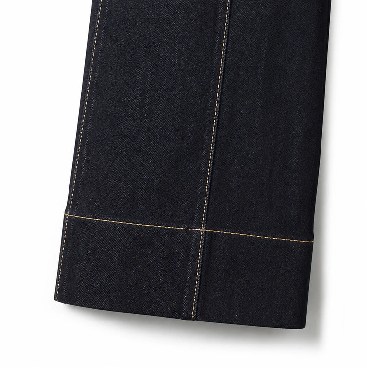 Women's Jeans High Waist Wide Leg Denim Dark Black Seams Contrasting Detail Central Stitching Comfortable Casual For Work And Evening Outings YW‑1882