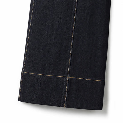 Women's Jeans High Waist Wide Leg Denim Dark Black Seams Contrasting Detail Central Stitching Comfortable Casual For Work And Evening Outings YW‑1882